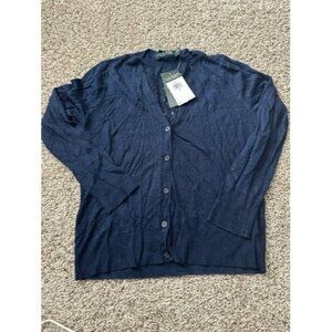 Lauren Raph Lauren Women Navy Lined Blend Long Sleeve Button Cardigan Size Small